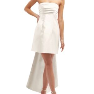 Alfred Sung Oversize Bow Back Strapless Minidress